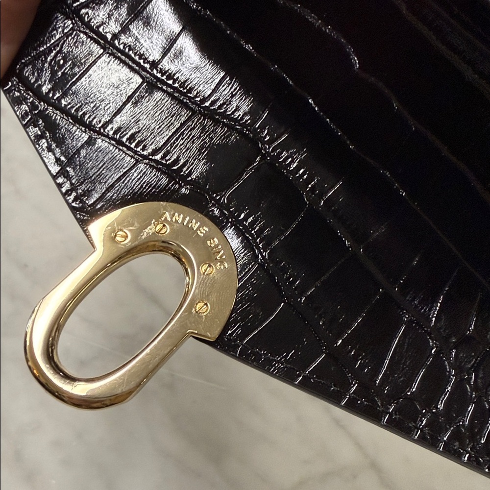 Anine Bing Colette Black Croc Embossed Mini Bag - Picture 5 of 11